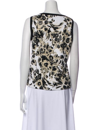 St. John Floral Print Scoop Neck Top