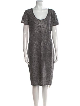 St. John Scoop Neck Knee-Length Dress