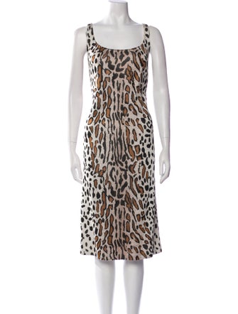 St. John Animal Print Midi Length Dress