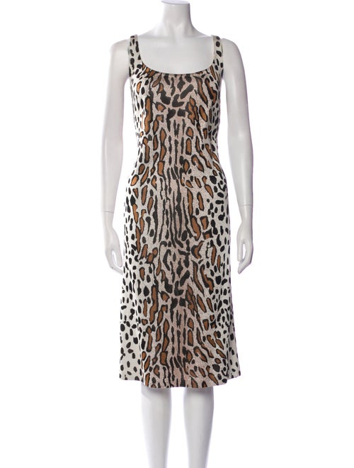 St. John Animal Print Midi Length Dress
