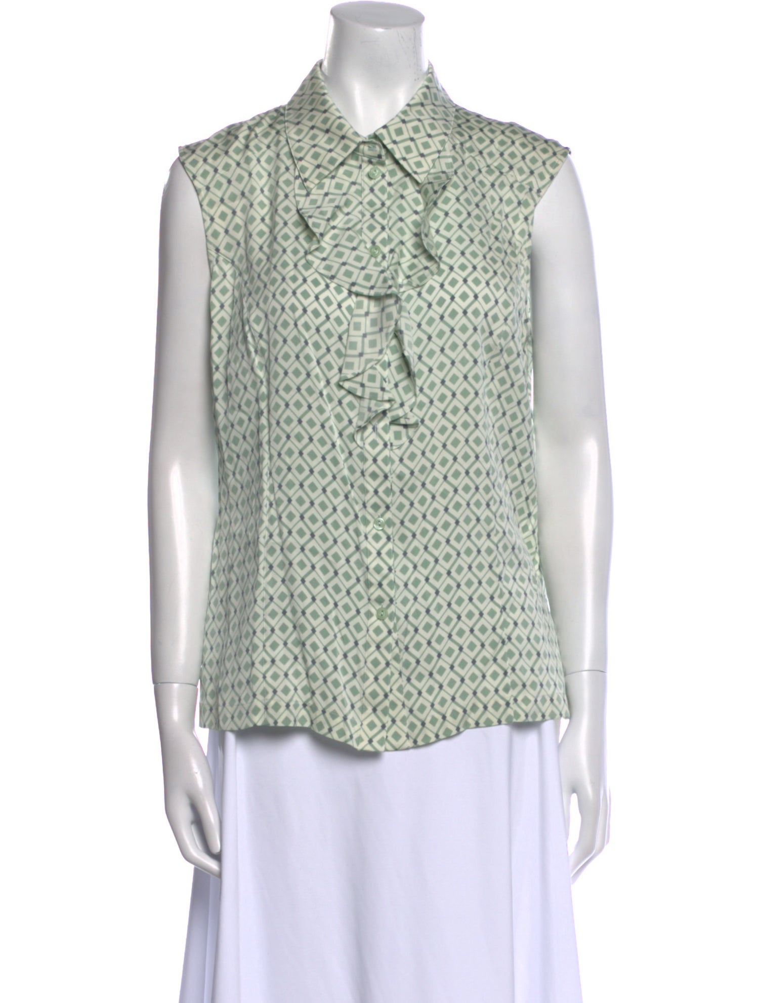 St. John Silk Printed Button-Up Top