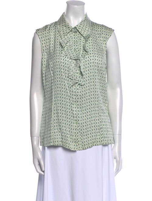 St. John Silk Printed Button-Up Top