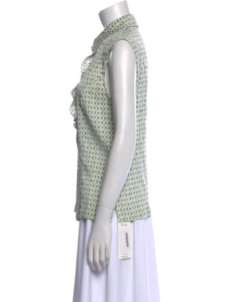 St. John Silk Printed Button-Up Top