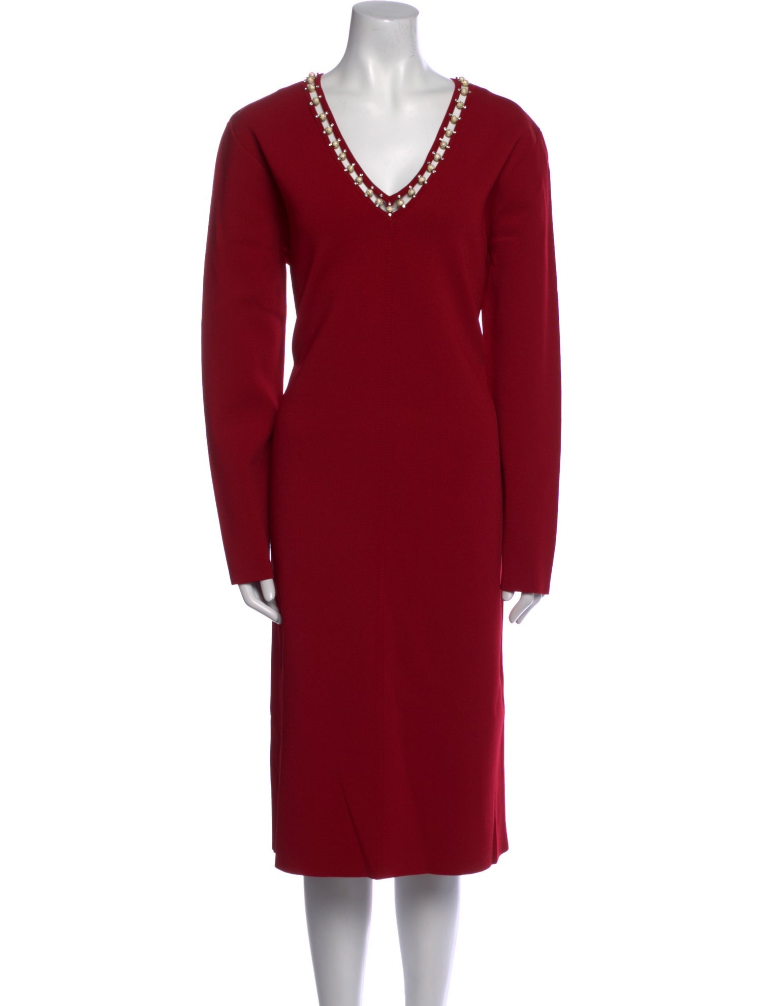 St. John V-Neck Midi Length Dress w/ Tags