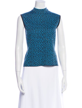 St. John Printed Mock Neck Crop Top