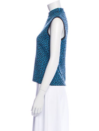 St. John Printed Mock Neck Crop Top