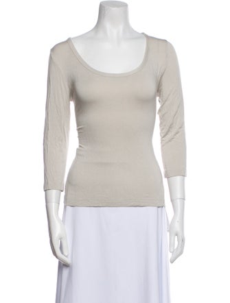 St. John Scoop Neck Three-Quarter Sleeve Top