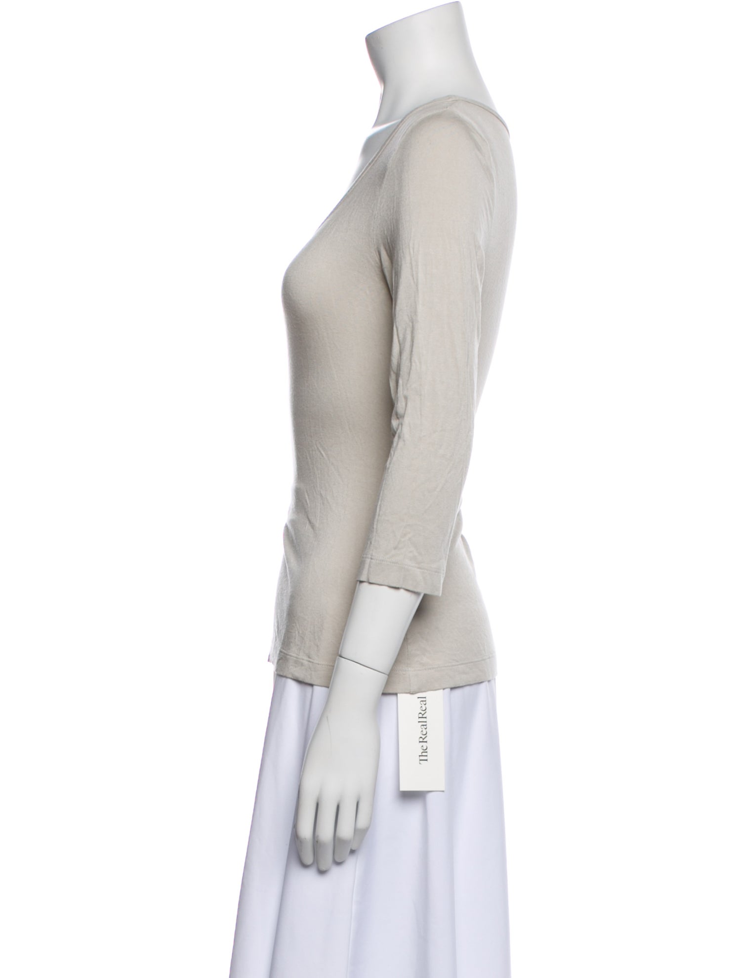 St. John Scoop Neck Three-Quarter Sleeve Top