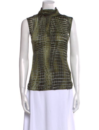 St. John Plaid Print Turtleneck Top