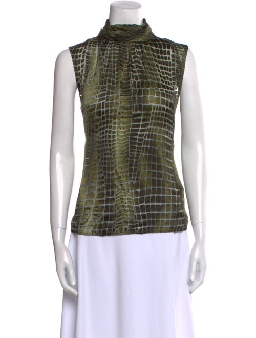 St. John Plaid Print Turtleneck Top