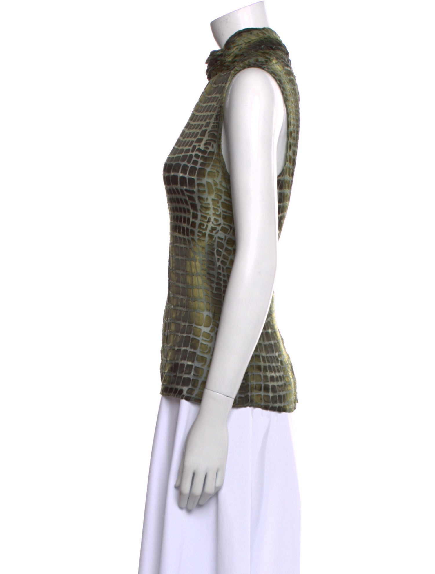 St. John Plaid Print Turtleneck Top