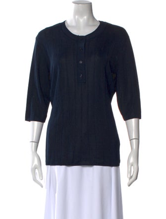 St. John Crew Neck Three-Quarter Sleeve Top