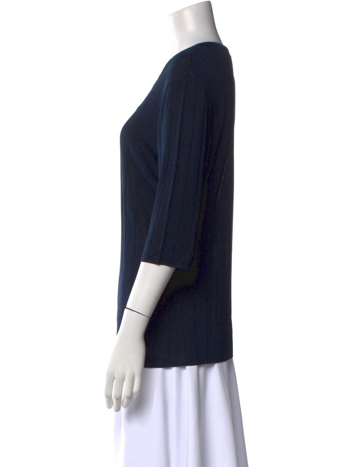 St. John Crew Neck Three-Quarter Sleeve Top