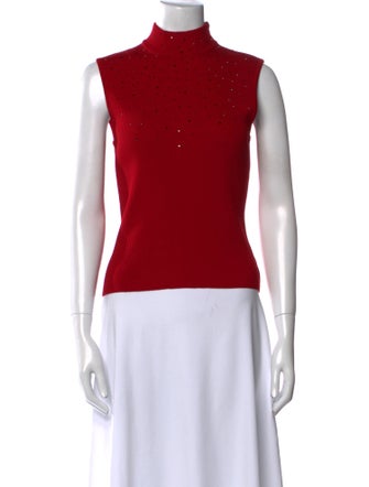 St. John Mock Neck Sleeveless Top