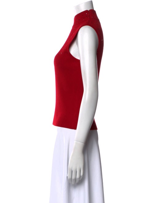 St. John Mock Neck Sleeveless Top
