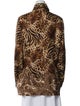 St. John Silk Animal Print Button-Up Top