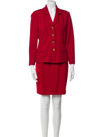 St. John Wool Embroidered Accent Skirt Suit