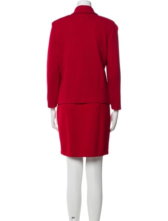 St. John Wool Embroidered Accent Skirt Suit