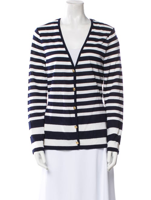 St. John Striped V-Neck Top