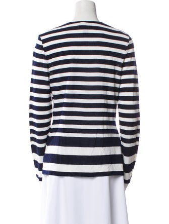 St. John Striped V-Neck Top
