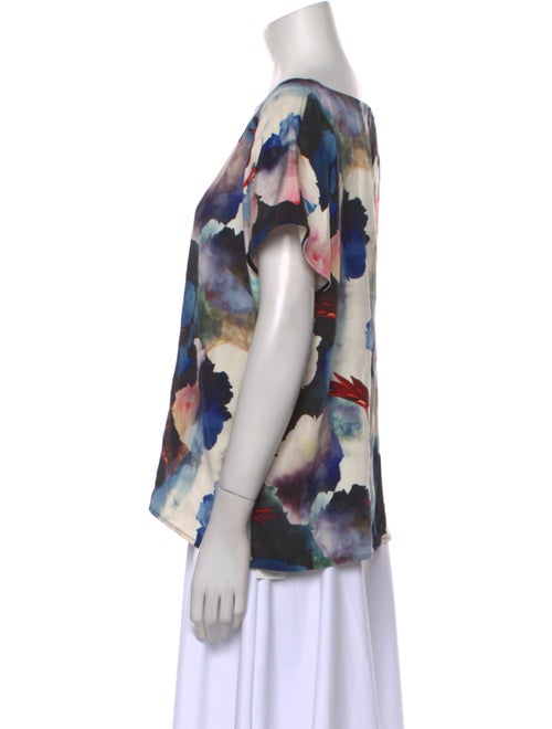 St. John Floral Print Scoop Neck Blouse