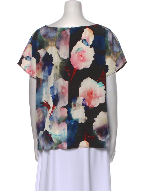 St. John Floral Print Scoop Neck Blouse