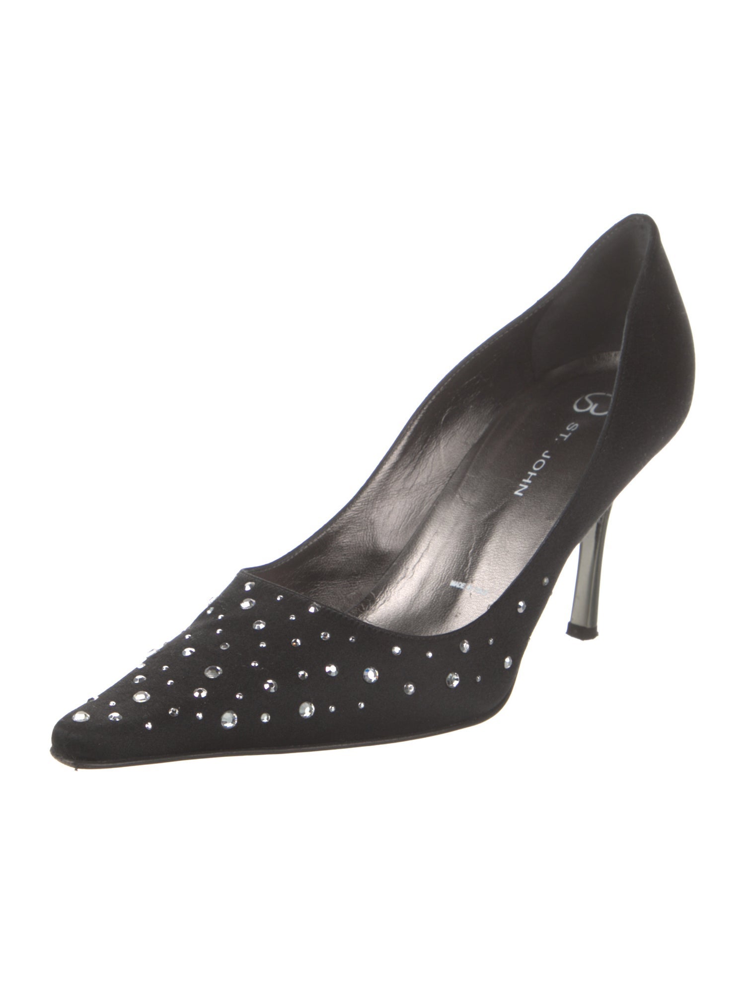 St. John Satin Crystal Embellishments Pumps