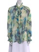 St. John Silk Printed Button-Up Top