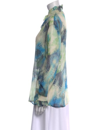 St. John Silk Printed Button-Up Top