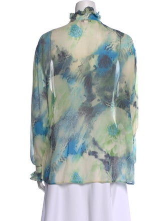 St. John Silk Printed Button-Up Top