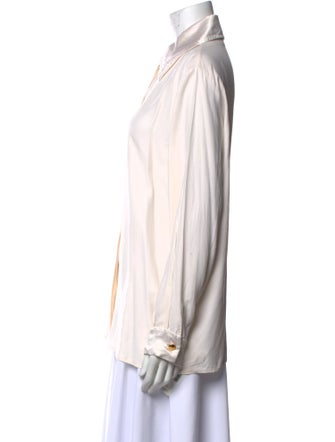 St. John Silk Long Sleeve Button-Up Top