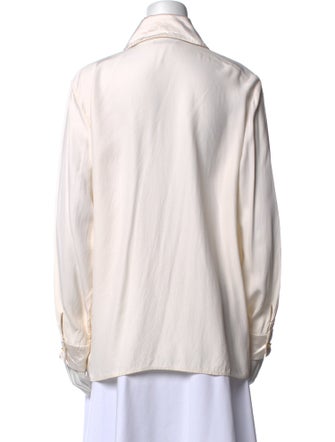 St. John Silk Long Sleeve Button-Up Top