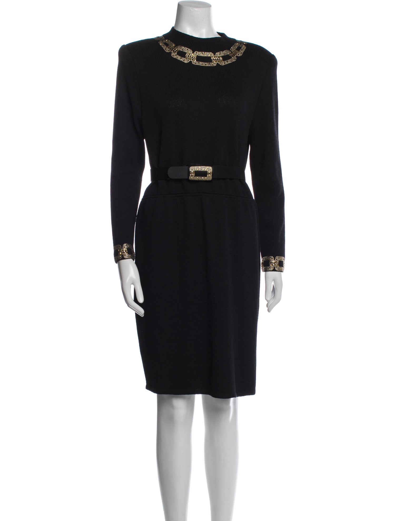 St. John Mock Neck Knee-Length Dress