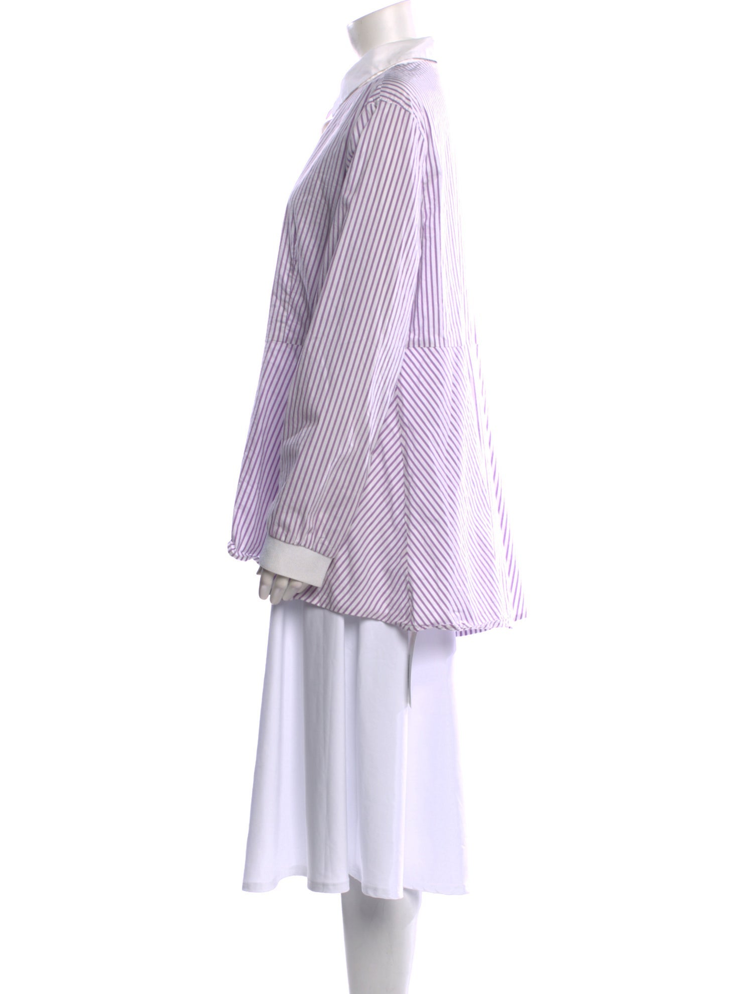 St. John Striped Long Sleeve Button-Up Top