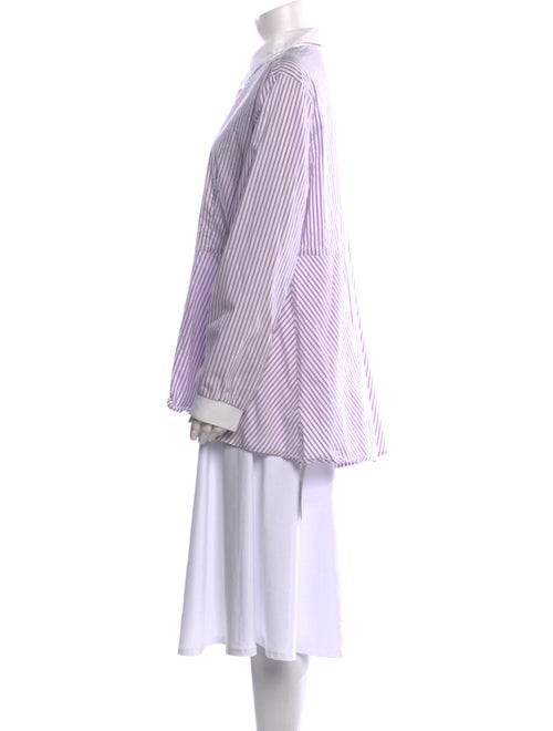 St. John Striped Long Sleeve Button-Up Top