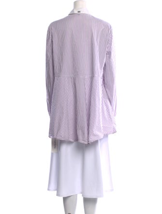 St. John Striped Long Sleeve Button-Up Top