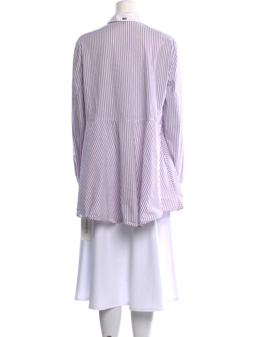 St. John Striped Long Sleeve Button-Up Top