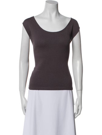 St. John Scoop Neck Short Sleeve Top