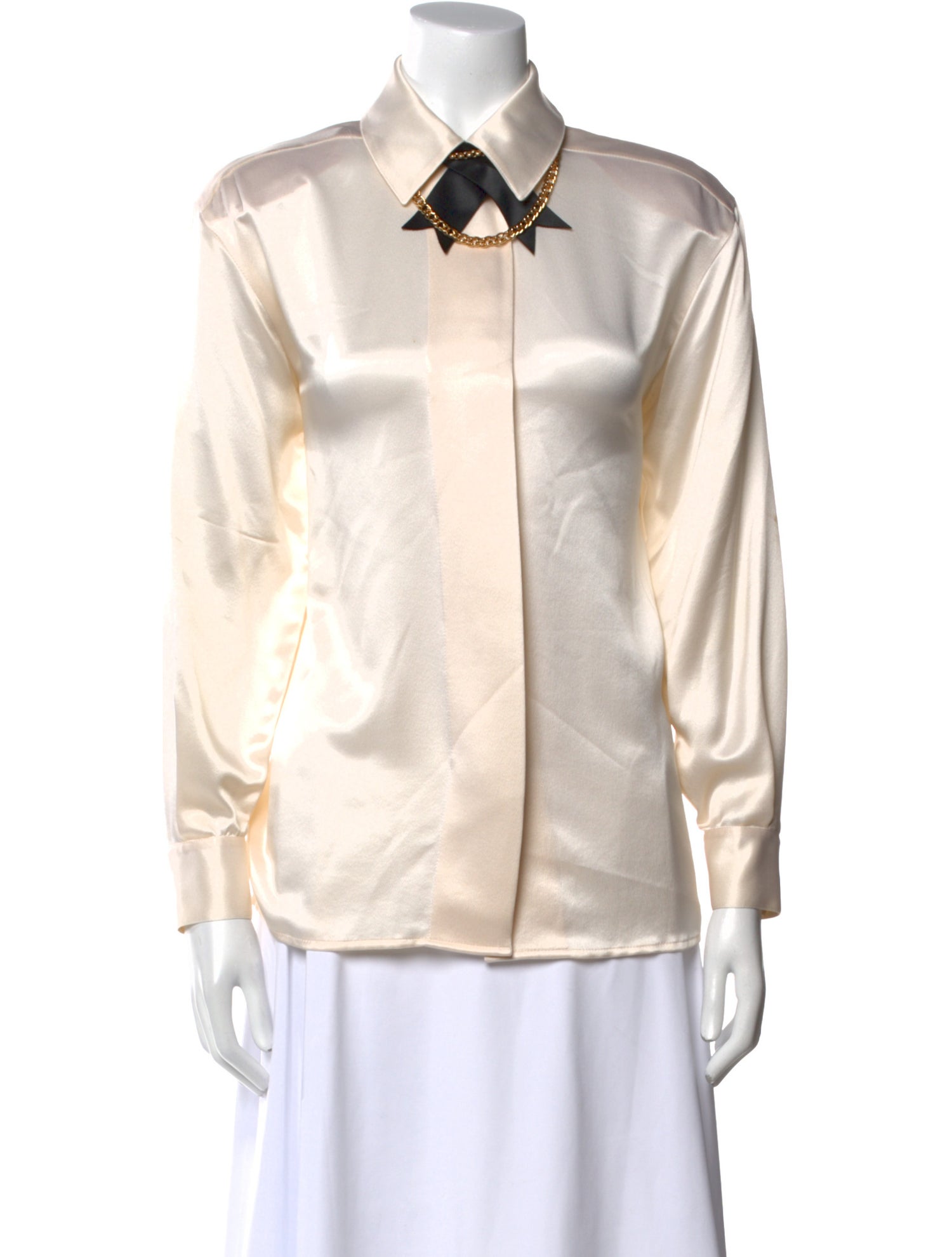 St. John Silk Long Sleeve Button-Up Top