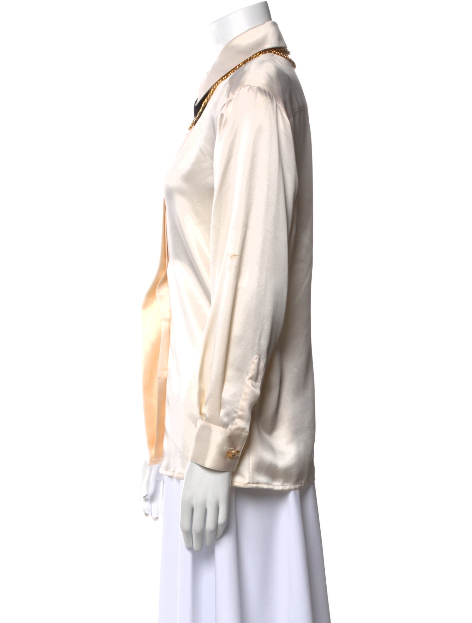 St. John Silk Long Sleeve Button-Up Top