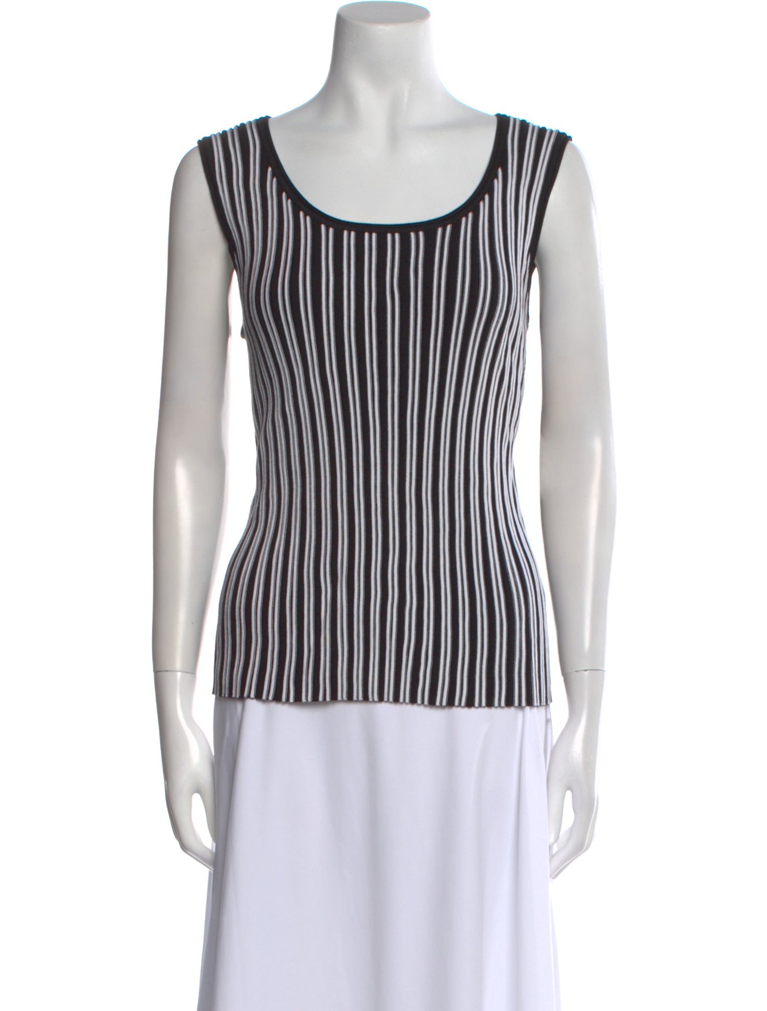 St. John Striped Scoop Neck Top