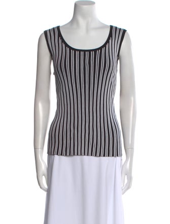 St. John Striped Scoop Neck Top