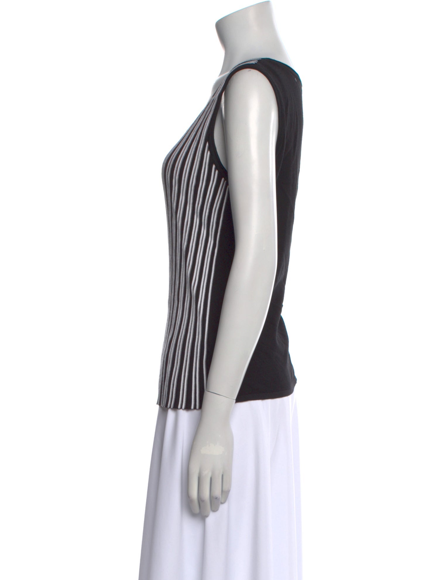 St. John Striped Scoop Neck Top