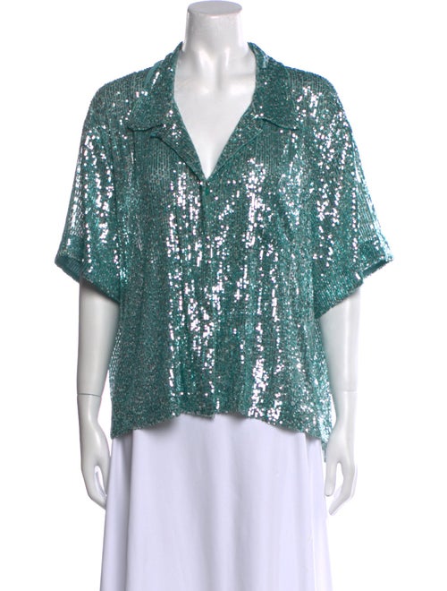 St. John Printed Short Sleeve Blouse