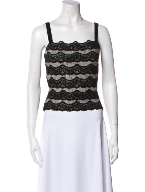 St. John Striped Square Neckline Crop Top