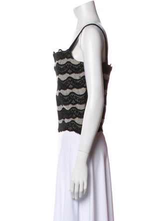 St. John Striped Square Neckline Crop Top