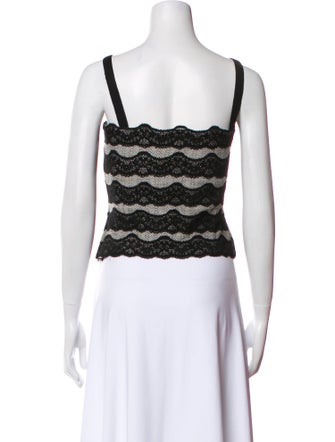 St. John Striped Square Neckline Crop Top