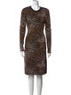 St. John Animal Print Midi Length Dress