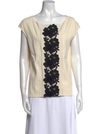 St. John Printed Scoop Neck Top