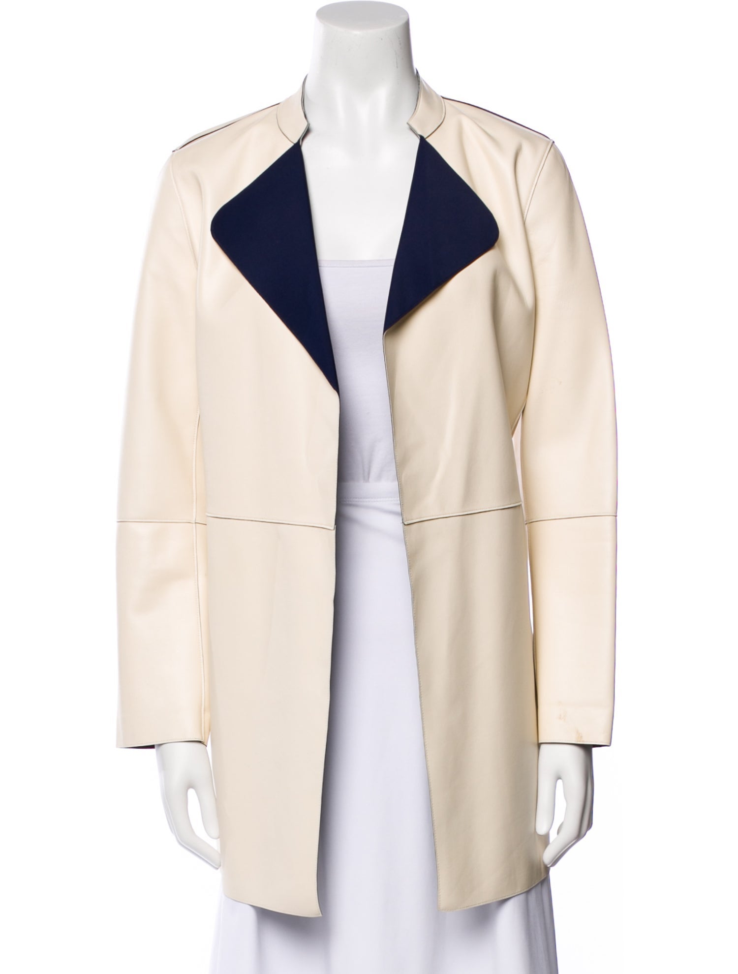 St. John Leather Colorblock Pattern Coat
